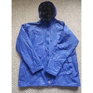 TOTES Classic Flannel Lined Raincoat Large Blue